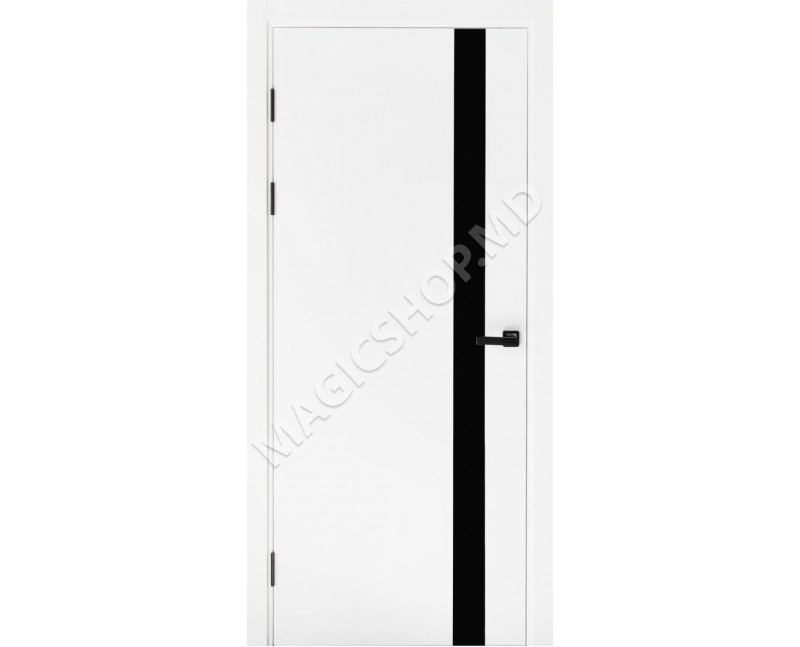 Межкомнатная дверь FLAT Z1 (90x200 mm) Белая эмаль, черный лакобель